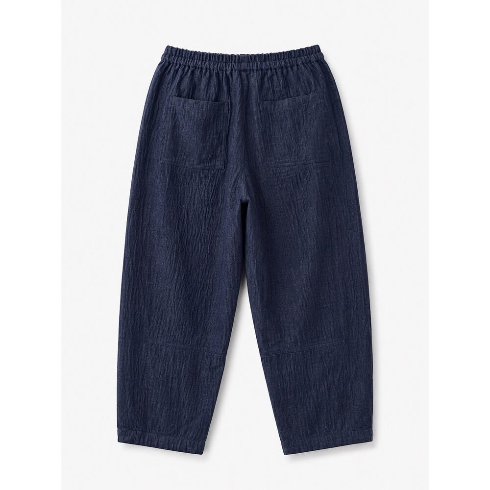 NWT Max Studio London Barrel Leg Trousers Blue Size S Elastic Waist Relaxed Pant - Picture 2 of 5